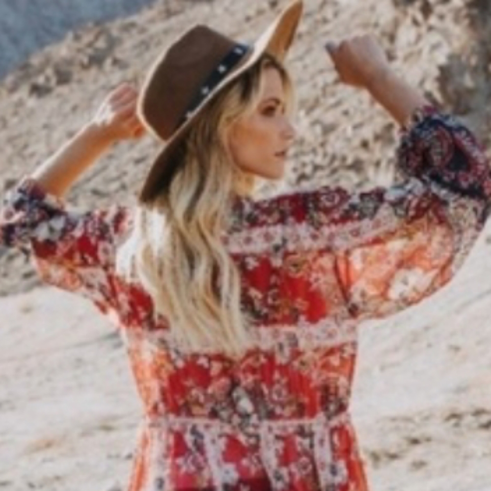 IDYL Duster Floral Berry Red Maxi Sheer NWT HPx3 - Picture 5 of 12